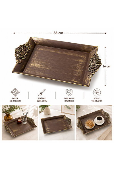 suhika Baroque Antique Decorative Tray 38X26 cm Luxury Tray