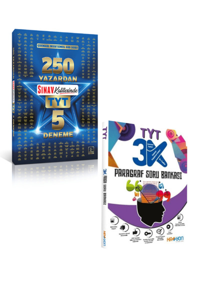 Sınav Yayınları 250 Yazardan Sınav Kalitesinde TYT 5 Deneme + 3K Paragraf Sor...