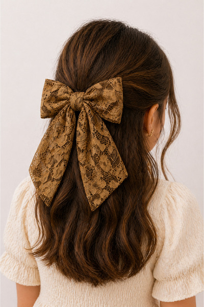 MakeWell Girls' Teen Adult Lace Bow Hair Clip Large Size Clip-On Stylish Hair...