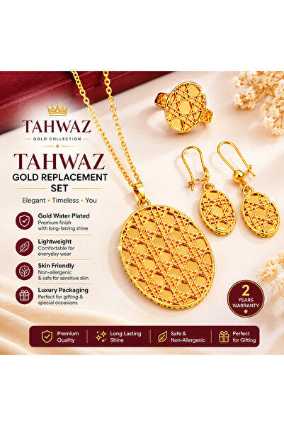 Tahwaz Gold Replacement Jewelry Set for Women – Luxury Gold Plated Necklace E...