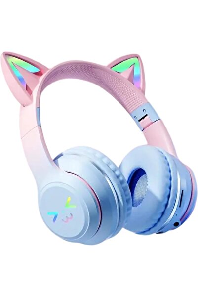 Generic Wireless headphones with cat ears, RGB color change, high-quality cal...