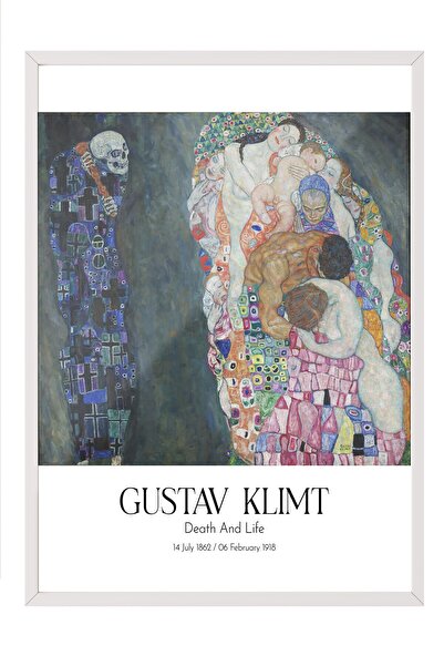 Postifull Gustav Klimt - Death and Life, White Framed Painting, Art Series No...
