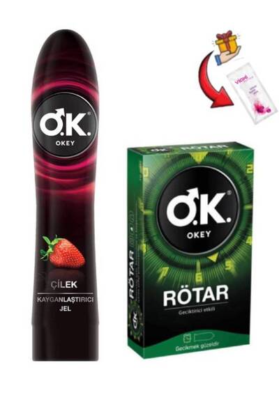 Okey Çilek Aromalı Uyarıcılı Kayganlaştırıcı Jel-Rötar Geciktiricili Etkili P...
