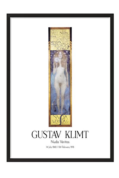 Postifull Gustav Klimt - Nuda Veritas, Tablou înrămat negru, Seria de artă NR...