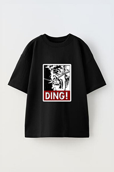 Anetos Tricou oversize negru din bumbac, cu imprimeu frontal, Colonel Sanders...