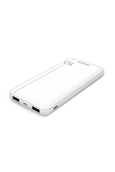 Philips DLP1810CW/GRS Power Bank 10.000 mAh – 2×USB-A & USB-C, Slim, Άσπρο