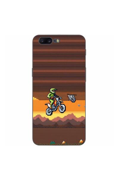 OEM Case compatible with OnePlus 5 Silicone Gel Tpu Pattern Pixel Art Motorcross