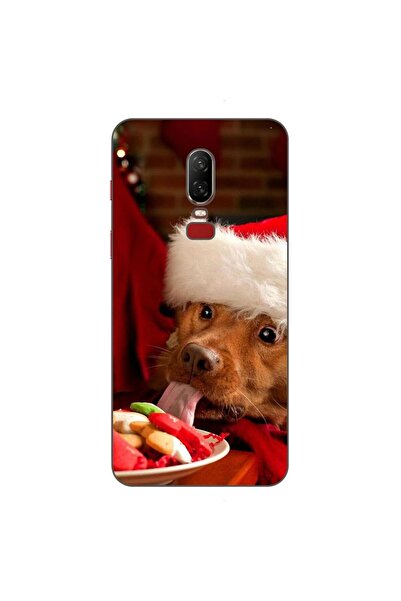 OEM Husa compatibila cu OnePlus 6 Silicon Gel Tpu Model Craciun Dog Eating Co...