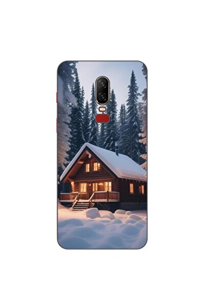 OEM Husa compatibila cu OnePlus 6 Silicon Gel Tpu Model Peisaj Iarna Cabana