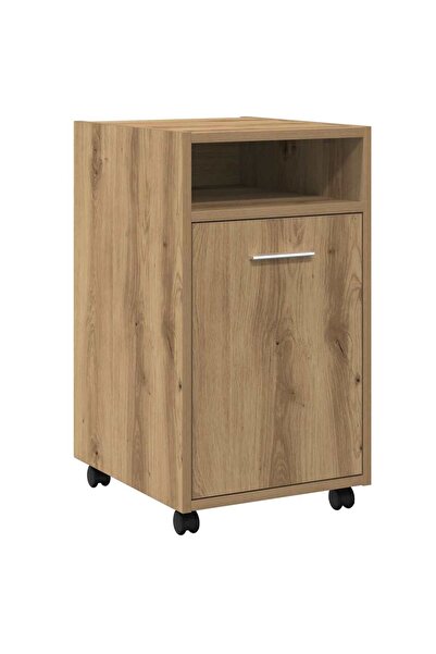 vidaxl Dulap TV cu roți stejar artizanal 33x38x60 cm lemn prelucrat