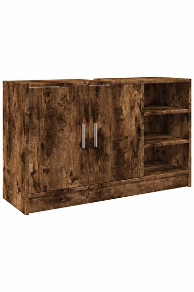vidaxl Sink cabinet, smoked oak, 90x29x55 cm, engineered wood