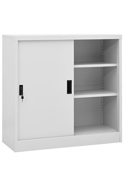 vidaxl Office cabinet with sliding door, light gray, 90x40x90 cm, steel