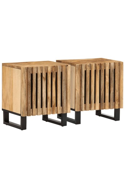vidaxl Noptiere, 2 buc., 40x34x46 cm, lemn masiv de mango brut