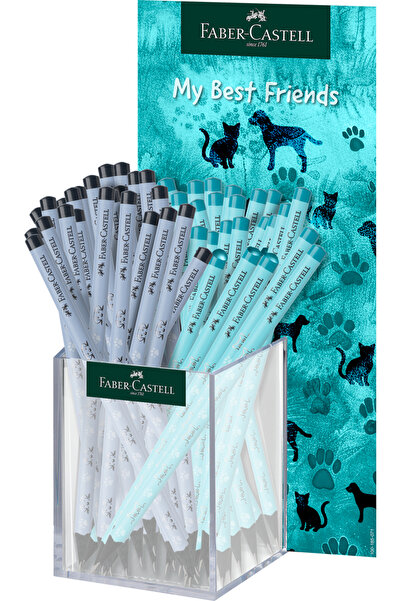 Faber Castell DISPLAY 48 BLACK WOODEN GRAPHITE PENCILS WITH CATS AND DOGS FAB...