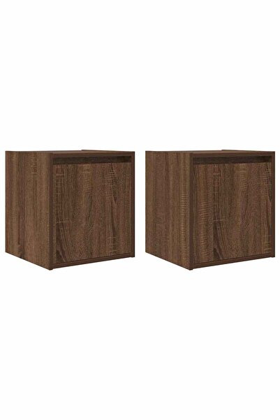 vidaxl Noptiere montate pe perete 2 buc Stejar maro 38x34x40 cm