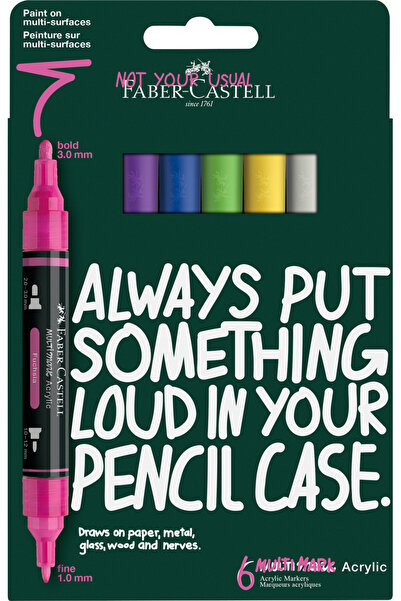 Faber Castell Blister of 6 Multimark Acrylic Markers with Intense Colors by F...