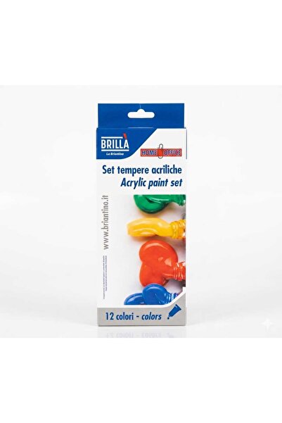 BrillaHome Brilla Комплект акрилни бои за домашен офис, 12 цвята, в алуминиев...