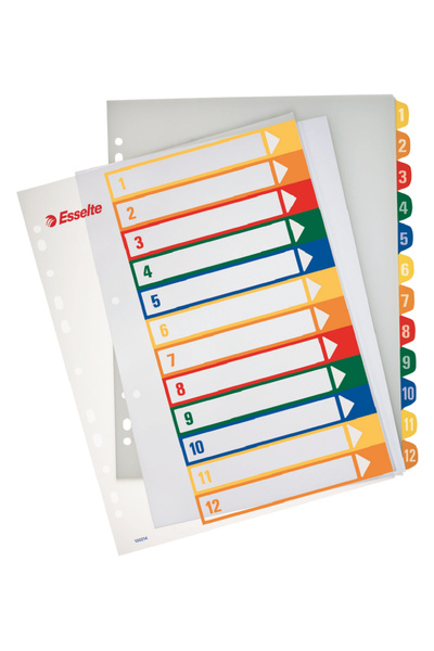 Esselte Separatoare index din plastic 1-12 imprimabile
