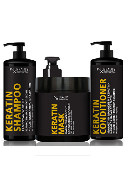 NX Beauty Professional Σετ περιποίησης μαλλιών με θεραπεία κερατίνης για ίσιω...