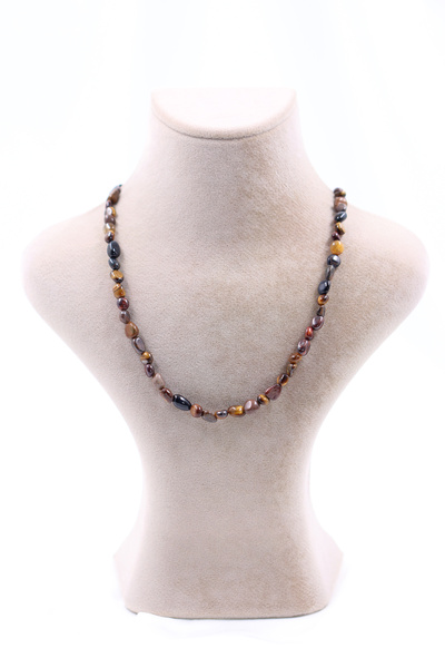SAURACHI Red Coffee Mix Tiger's Eye Stone Amorphous Cut Pendant Natural Stone...