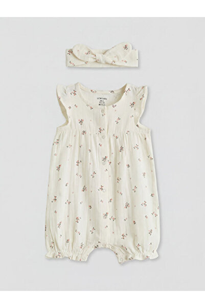 LC Waikiki Rmz Gi̇yi̇m Farkiyla Floral Baby Girl Romper and Headband