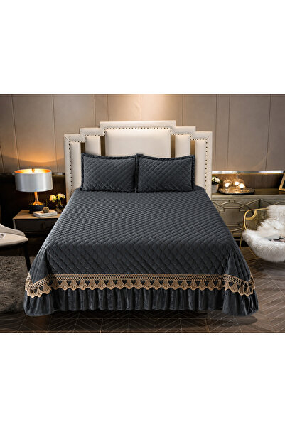 Lenjeria Pufoasa Duvet cover and 2 pillowcases, Quilted Velvet and Gold Embro...
