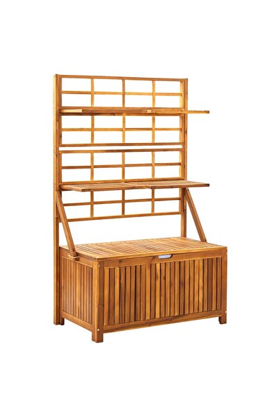 vidaxl Storage box with trellis, 99x55x160 cm, solid acacia wood