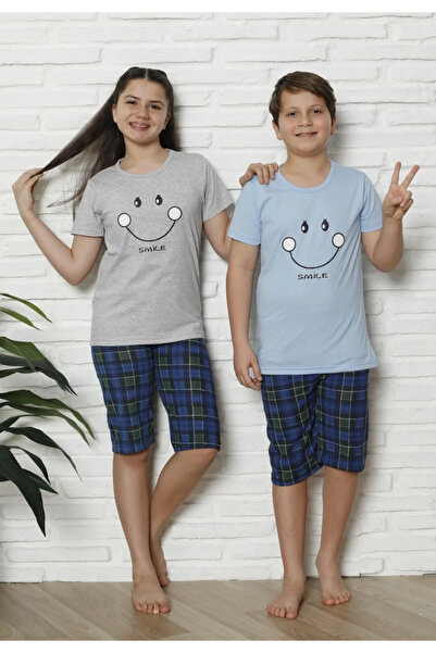 Serena Family-children pajamas, Cotton, short sleeves and 3/4 pants, gray