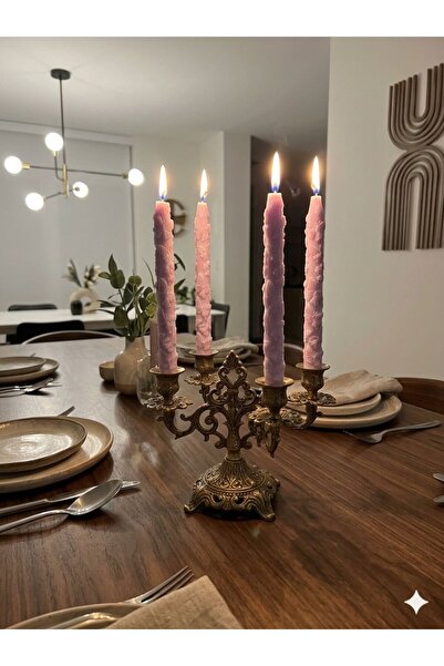 SCA CANDLE Dekoratif Mum Şamdanlık Mum pervane lila renk 2 Kili 20x2,2 Cm şam...