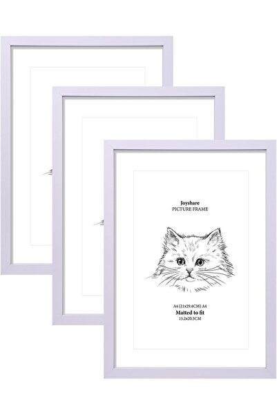 Joyshare 3 Picture Frames DIN A4 21 x 27.9 cm with Mount White Pack of 3