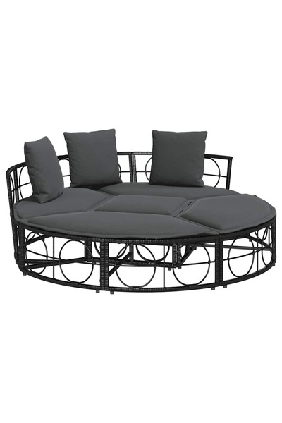 vidaxl Pat de lounge pentru exterior fără baldachin Poly Rattan negru