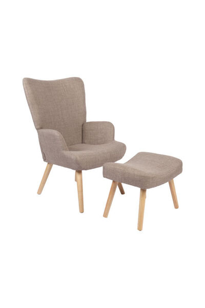Other Gerlina Bergère with Footstool Grey-beige 71x64x94cm Code: 393-000009