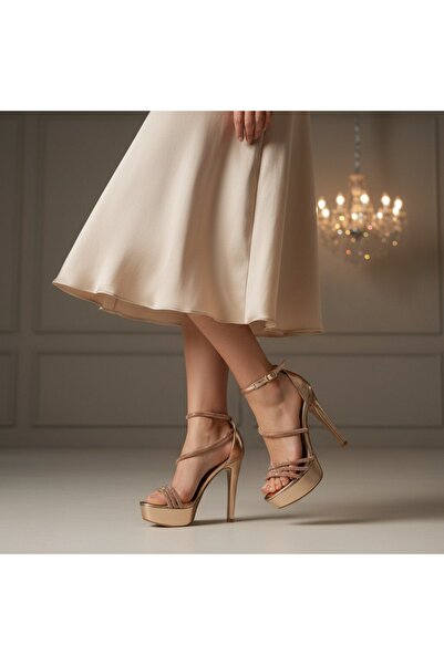 OEM Elegant women's platform heeled Sandals with decorative rhinestones, 916-12