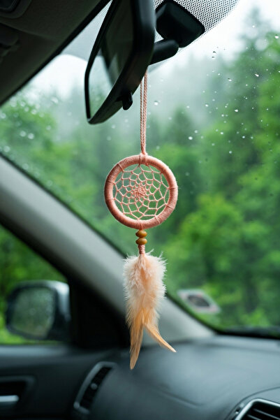 Yalınay Store Somon Araba Dikiz Ayna Süsü Rüya Kapanı Düş Kapanı Dreamcatcher
