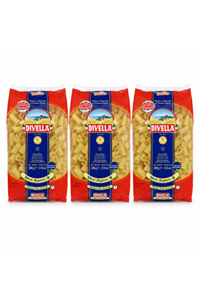 Divella Set 3 x Mezzi Rigatoni 18 Pasta, 500 g/pachet, Paste din grâu dur, Fa...