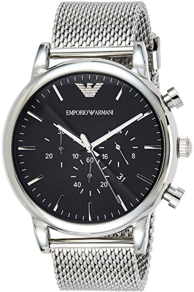 Emporio Armani Vintage Chrono Ρολόι Χρονογράφος Μπαταρίας με Ασημί Μεταλλικό ...
