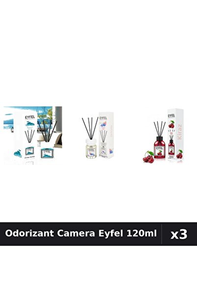 Eyfel Set 3 Odorizant Camera cu Betisoare - Ocean, Orhidee, Cirese 120ml