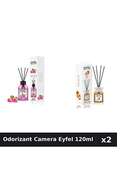 Eyfel Set 2 Odorizant Camera cu Betisoare - Trandafir, Piersica 120ml