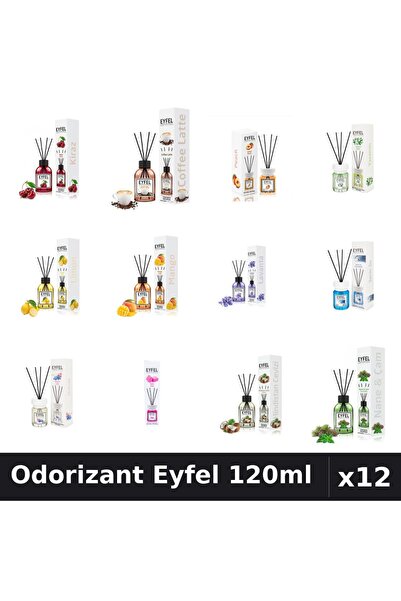 Eyfel Set 12 Odorizante Camera cu Betisoare - 12 Arome Asortate, 120ml
