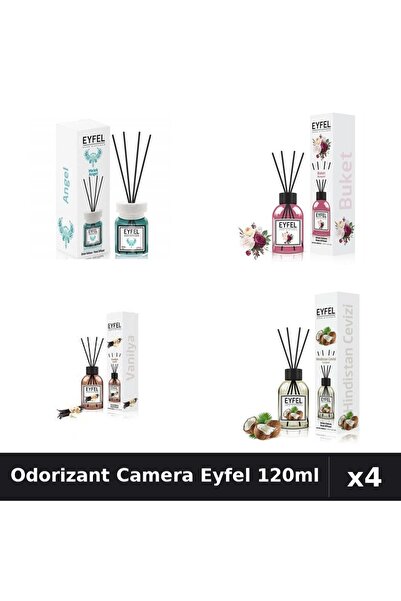 Eyfel Set 4 Odorizant Camera cu Betisoare - Angel, Bouquet, Vanilie, Nuca Coc...