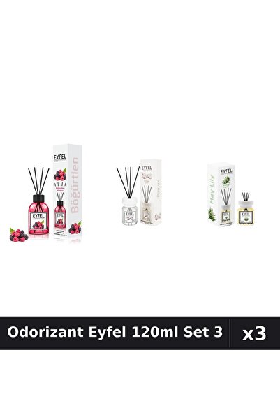 Eyfel Set 3 Odorizante Camera cu Betisoare - Bumbac, Fructe de Pădure, Lacram...