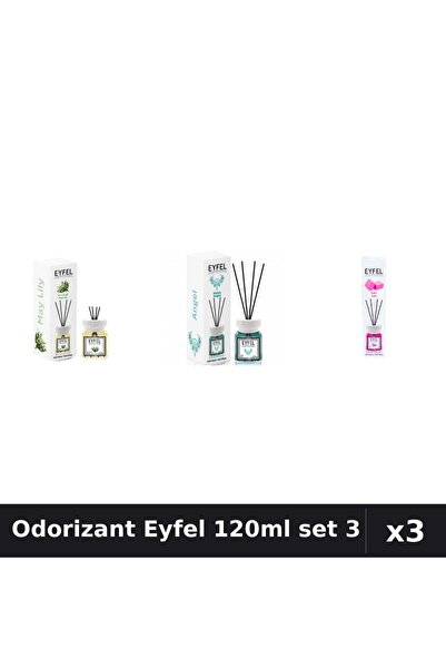 Eyfel Set 3 Odorizante Camera cu Betisoare - Angel, Bubble Gum, Lacramioare 1...
