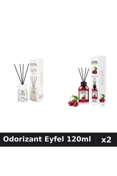 Eyfel Set 2 Odorizante Camera cu Betisoare - Bumbac, Cirese, Parfum Intens 120ml
