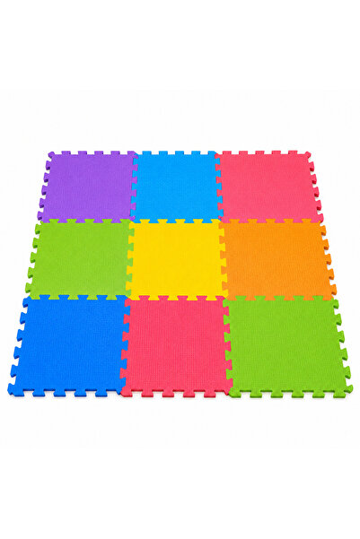 PinkBlue EVA Foam Puzzle Rug for Children – 9 Multicolored Pieces, 90 x 90 cm...