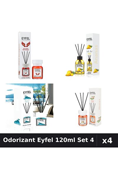 Eyfel Set 4 Odorizant Camera cu Betisoare - Acacia, Ananas, Ocean, Red Dragon...