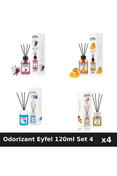 Eyfel Set 4 Odorizant Camera cu Betisoare 120ml - Bouquet, Mango, Cool Water,...