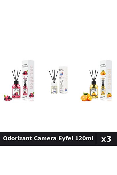 Eyfel Set 3 Odorizant Camera cu Betisoare - Fructe Pădure, Orhidee, Portocală...