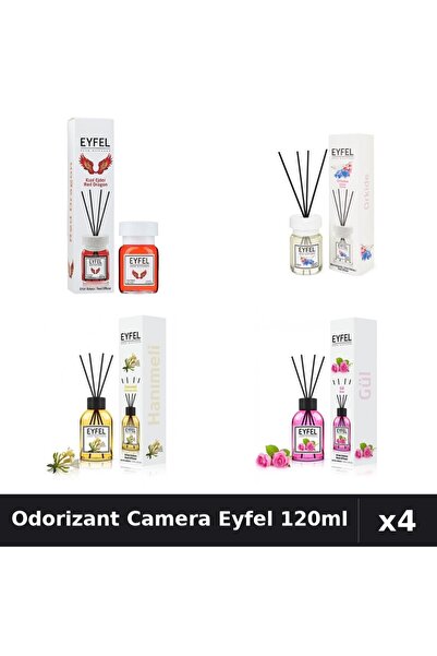 Eyfel Set 4 Odorizante Camera cu Betisoare 120ml - Red Dragon, Orhidee, Trand...