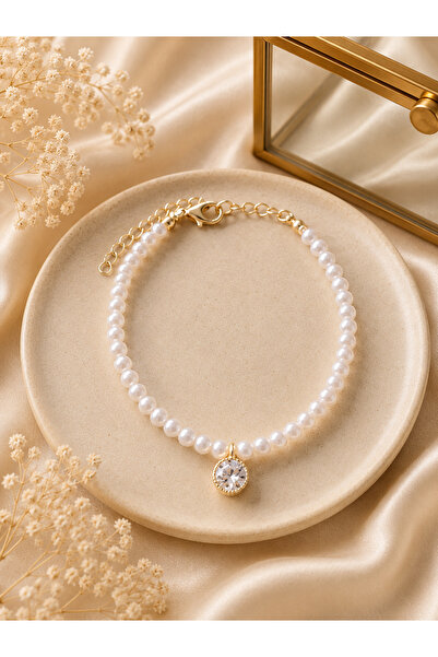 HALHALMILL White crystal pearl bracelet