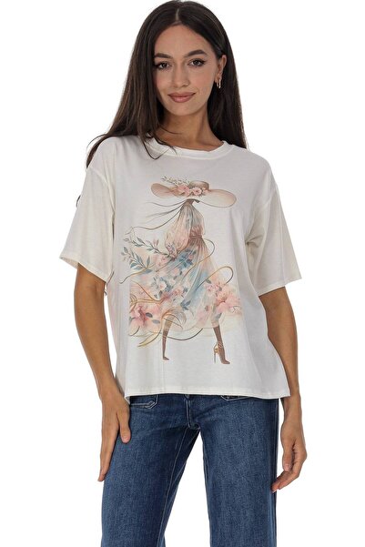 ROHBOUTIQUE Tricou casual cu un motiv, culoare crem, Roh BR2965